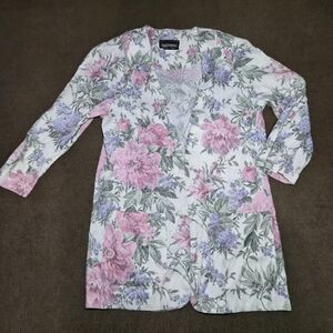 VTG 70s S. L. Fashions Long Sleeved Spring Blazer Pastel Floral Pockets